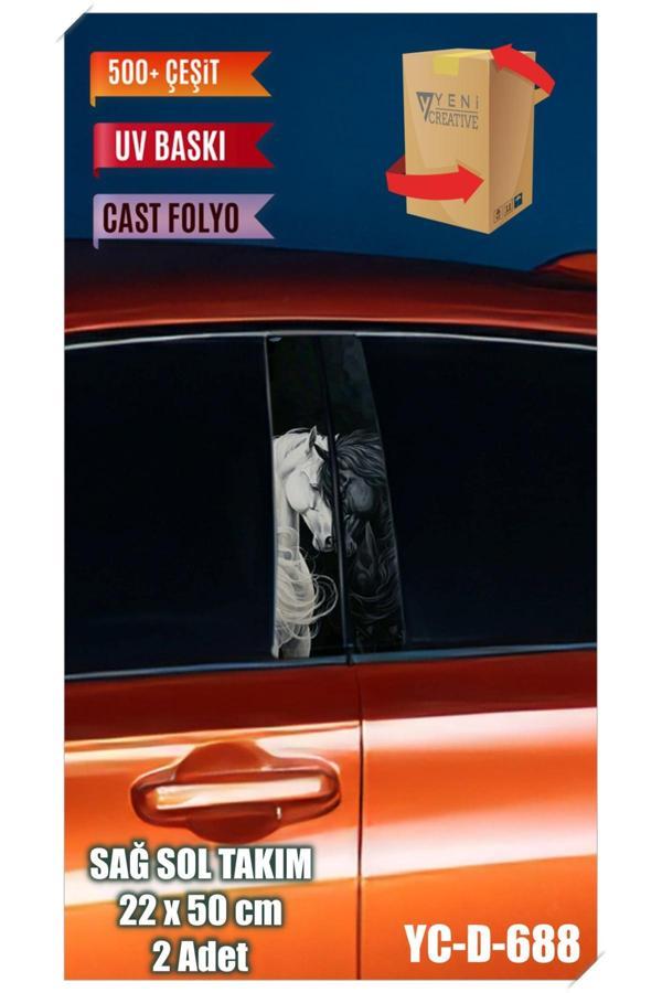 Araç Kapı Direk Kaplama Folyosu At Desenli (SAĞ SOL TAKIM) (2 ADET) - 22x50 Cm - Image 1