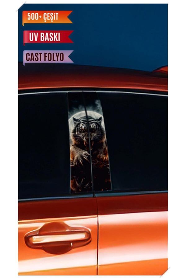 Araç Kapı Direk Kaplama Folyosu Kaplan Desenli (Sağ Sol Takım) (2 Adet) - 22x50 Cm - Image 1