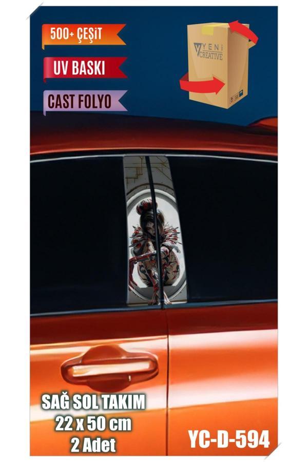 Araç Kapı Direk Kaplama Folyosu Kadın Desenli (SAĞ SOL TAKIM) (2 ADET) - 22x50 Cm - Image 1