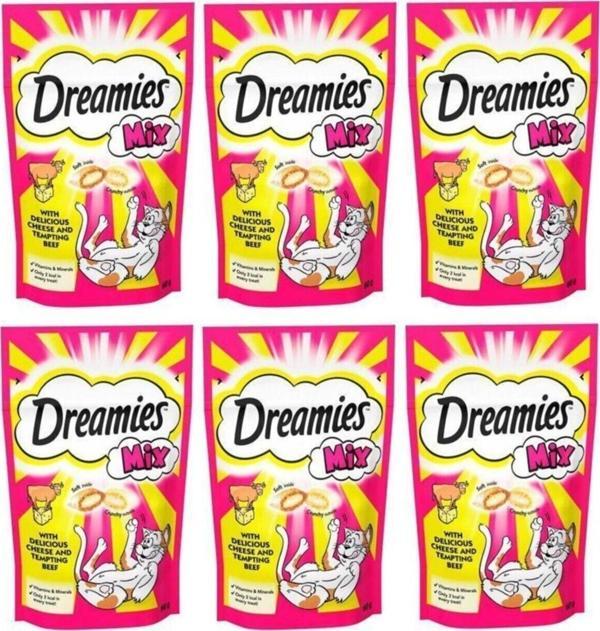 Dreamies Kedi Ödül Maması 60 Gr. X 6Adet Mix Peynirli Ve Sığırlı - Image 1