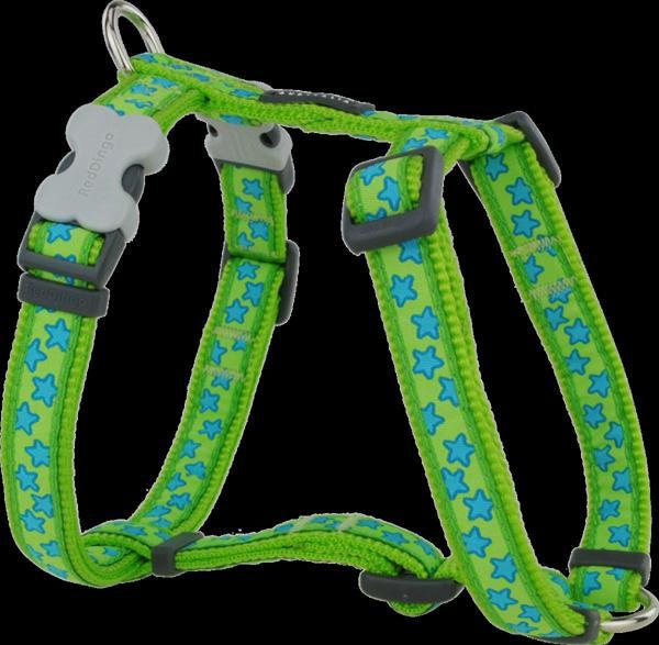 Reddingo Lime Üzerine Turkuaz Yıldızlı Köpek Göğüs Tasması S /15mm - Image 1