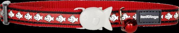 Reddingo Reflektörlü Balık Desenli Kırmızı Kedi Boyun Tasması 12mm / 20-32 cm - Image 1