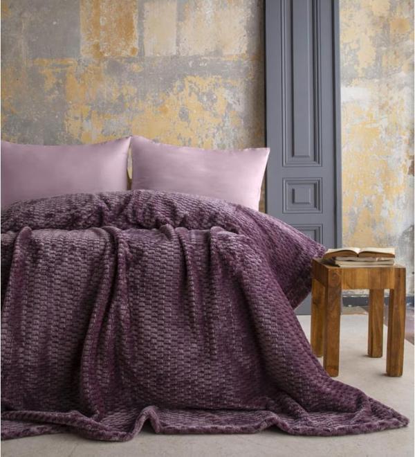 AP Jakarlı Çift Kişilik Mürdüm Trusty Battaniye 200*220 - Image 1