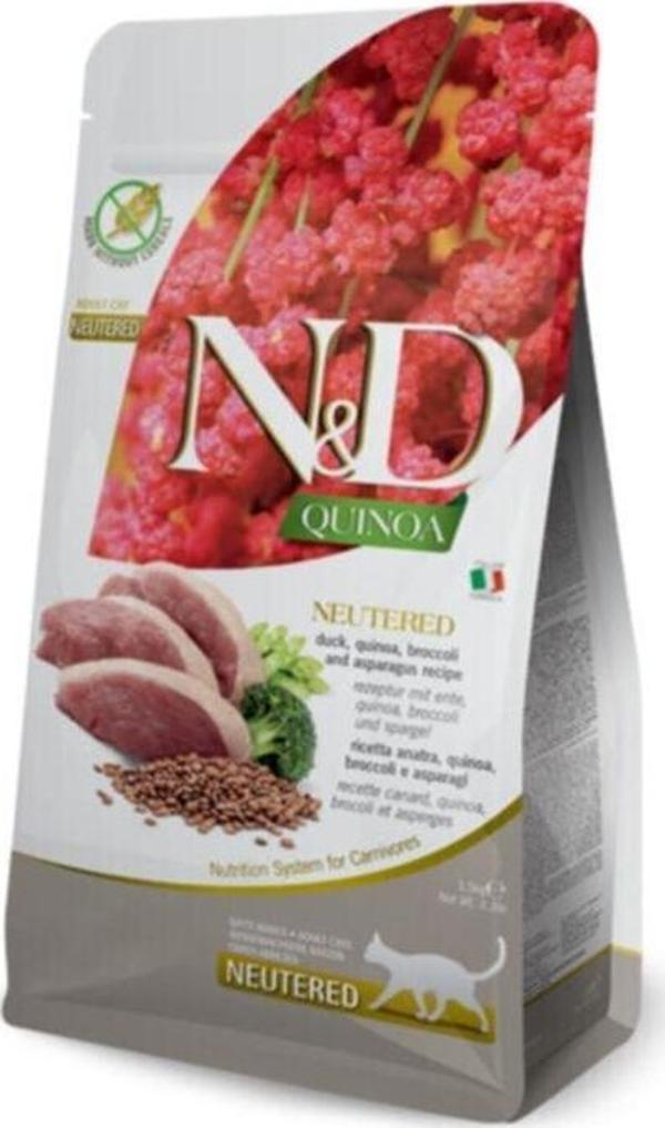 N&D Quinoa Ördek Ve Brokolili Kısırlastırılmıs Yetişkin Kedi Maması 1500 G - Image 1