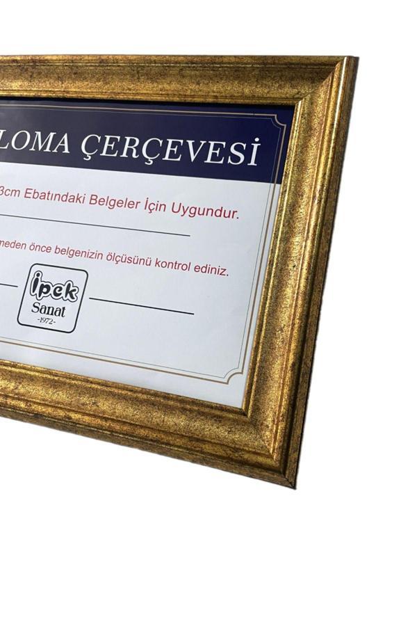 İpek Sanatsal Diploma Çerçevesi - Hakiki Camlı Ürün - 25X35,2 Ebatında - Image 1