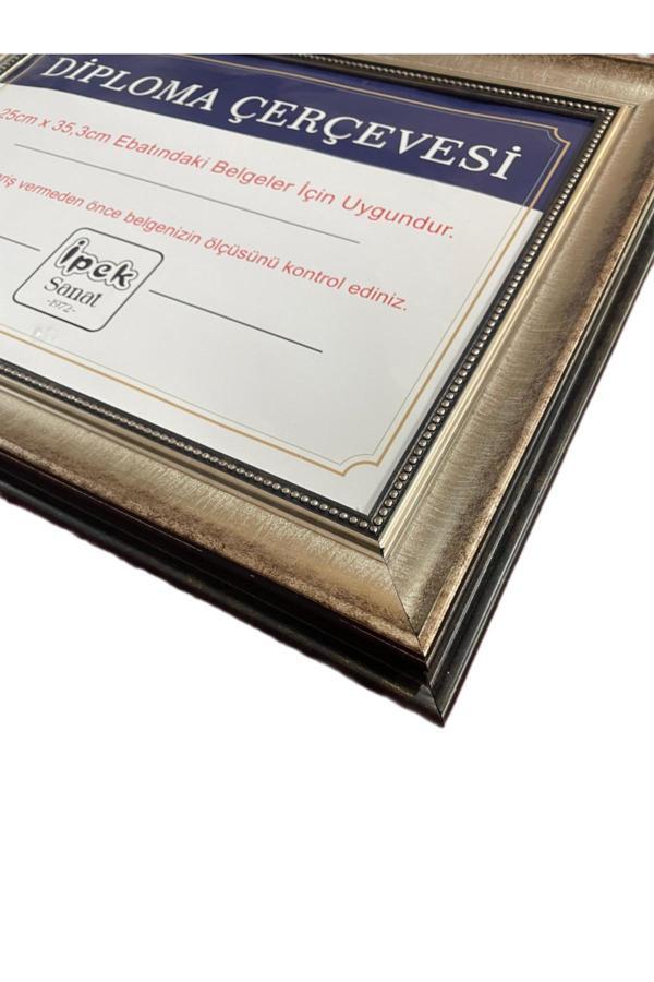İpek Sanatsal 25X35 Boyutunda Diploma Çerçevesi - Hakiki Camlı Çerçeve - Diploma Ve Sertifika Çerçevesi - Image 1