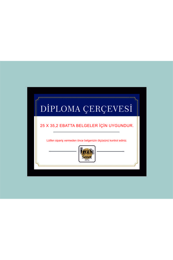 İpek Sanatsal Diploma Çerçevesi - Hakiki Camlı Ürün - 25X35,2 Ebatındaki Belgeler İçin - Image 1