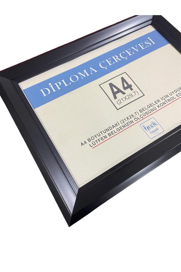 İpek Sanatsal A4 Çerçeve Haki̇Ki̇ Camli Si̇Yah Çerçeve - Di̇Ploma Ve Serti̇Fi̇Ka Çerçevesi̇ 21X30 Boyutu (A4) - Image 1