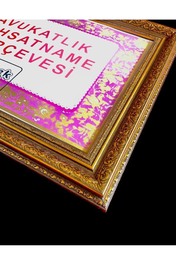 İpek Sanatsal Avukatlık Ruhsatname Çerçevesi - 33X48 - Hakiki Camlı Ruhsat Çerçevesi - Image 1