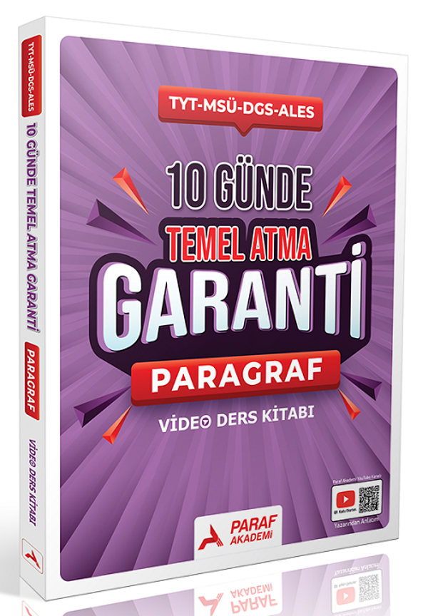 Paraf Yayınları TYT Paragraf Z Takımı 10 Günde Temel Atma Garanti Video Ders Kitabı - PRF Paraf Yayınları - Image 1