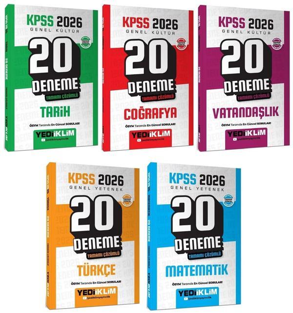 Yediiklim 2026 KPSS Genel Yetenek Genel Kültür 100 Deneme 5 li Set Yediiklim Yayınları - Anla Kazan Yayınları - Image 1