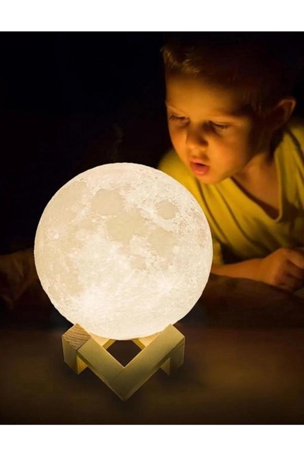 Alpjoy Dekoratif Işıklı Ay Küre Gece Lambası 3D Ay Standlı 15 Cm - Image 1