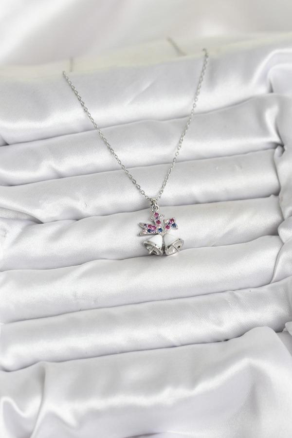 Zarif Boyunlar için Silver Çelik Zincir Chirtsmas Bell Yılbaşı Tema Kadın Kolye - Image 1