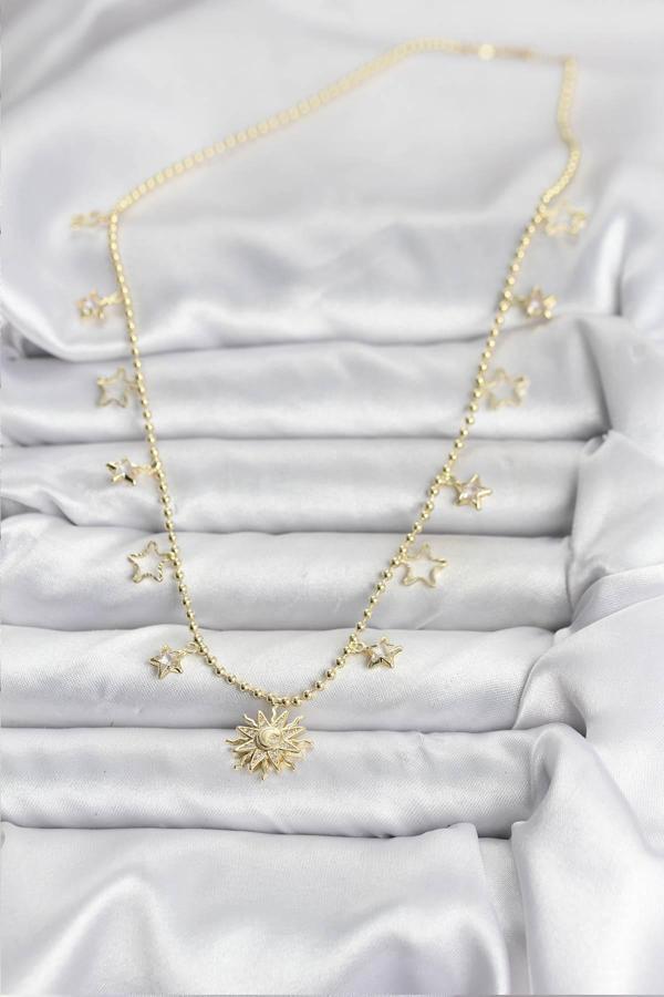 Zarif Boyunlar için Golden Pirinç Güneş Stil Kadın Kolye - Image 1