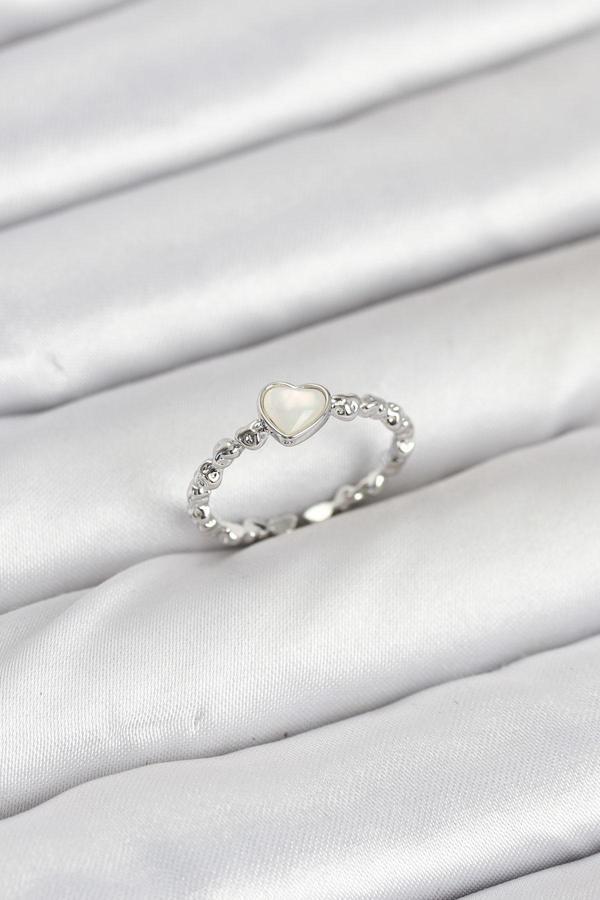 Zarif Kadın için Silver Pirinç Kalpli Stil Yüzük - Image 1