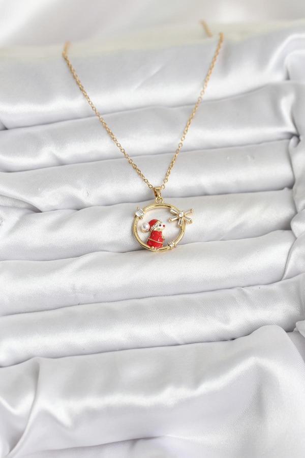 Zarif Boyunlar için Golden Çelik Zincir Yılbaşı Stil Kadın Kolye - Image 1