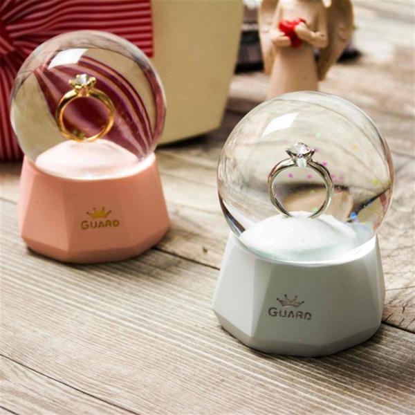 Tektaş Yüzük Temalı Işıklı Küçük Boy Kar Küresi Mavi - Image 1