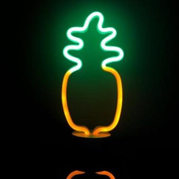 Neon Işıklı Ananas Masa Gece Lambası Pil+Usb - Image 1