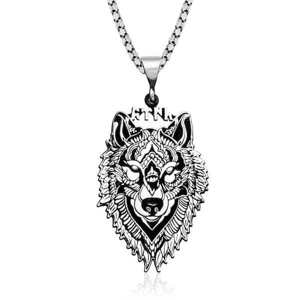 ​BlackCraft  925 Ayar Gümüş Göktürkçe Türk Yazılı Kurt Gümüş Kolye - Image 1