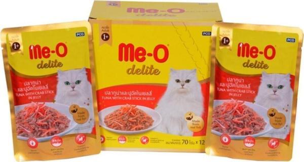Me-O Delite Tuna With Crab Stick In Jelly Yengeçli Tuna Balıklı 70 Gr X 12 Adet Kedi Pouch - Image 1