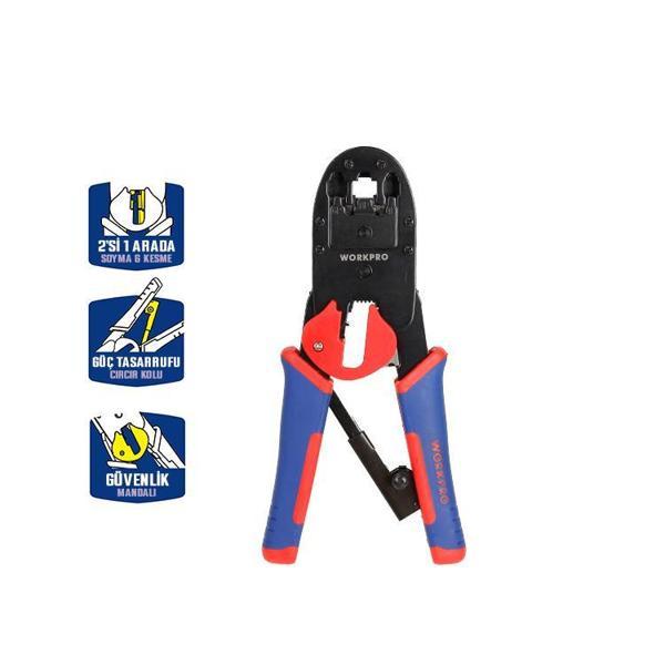 WORKPRO WP292001 RJ45/RJ11/RJ12/RJ22 Profesyonel Konnektör Sıkma Pensesi  - Image 1