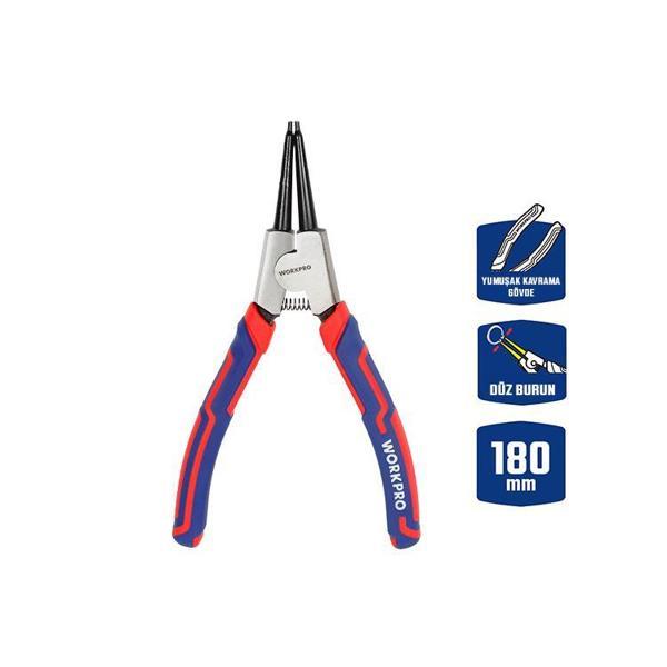 WORKPRO WP231150 180MM Cr-V Düz Yaylı Profesyonel Dış Segman Pensesi - Image 1