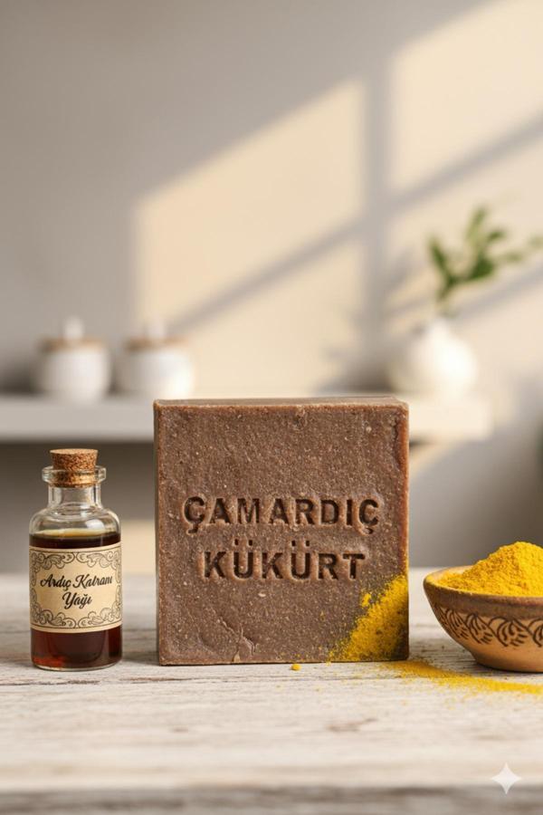 Aska Doğal El Yapımı Çam Ardıç Katranı Kükürt Sabun - Image 1