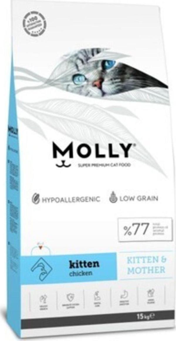 Molly Düşük Tahıllı Hipoalerjenik Tavuklu Kitten Yavru Kedi Maması 15 Kg - Image 1