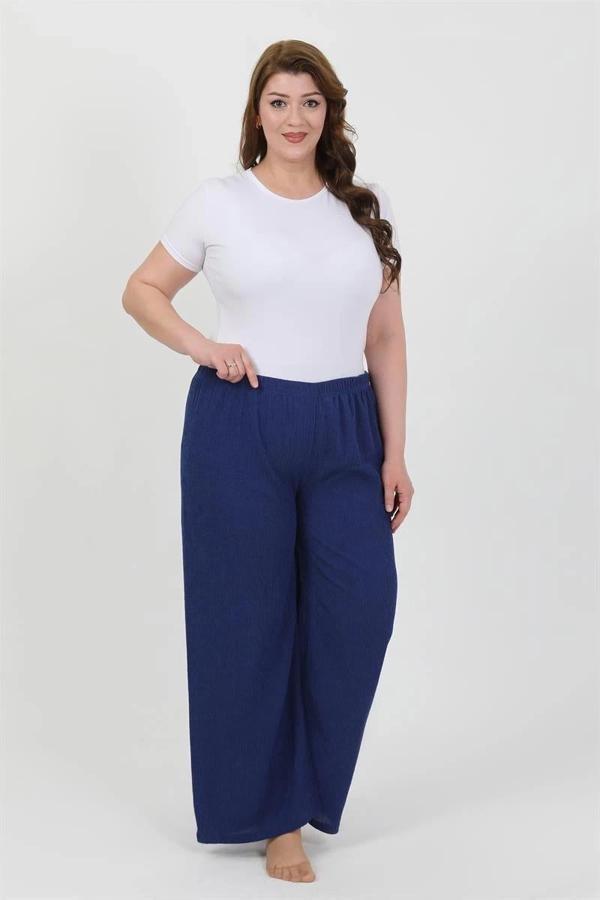 Giyim Kadın Büyük Beden Bürümcük Pantolon  Saks - Image 1