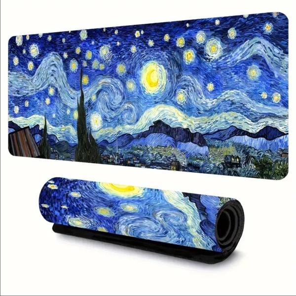 SGE TEKNOLOJİ 65X25 CM VAN GOGH YILDIZLI GECE TASARIMI KAYDIRMAZ TABAN SPEED YÜZEY OYUNCU MOUSE PAD GAMİNG - Image 1