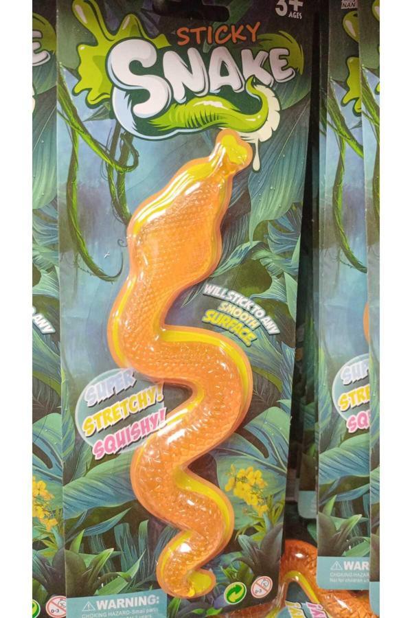 Atlas Toys Yılan Yumuşak Esneyen Uzayabilen Yılan Büyük Boy Stretchy Snake Turuncu 19 Cm - Image 1