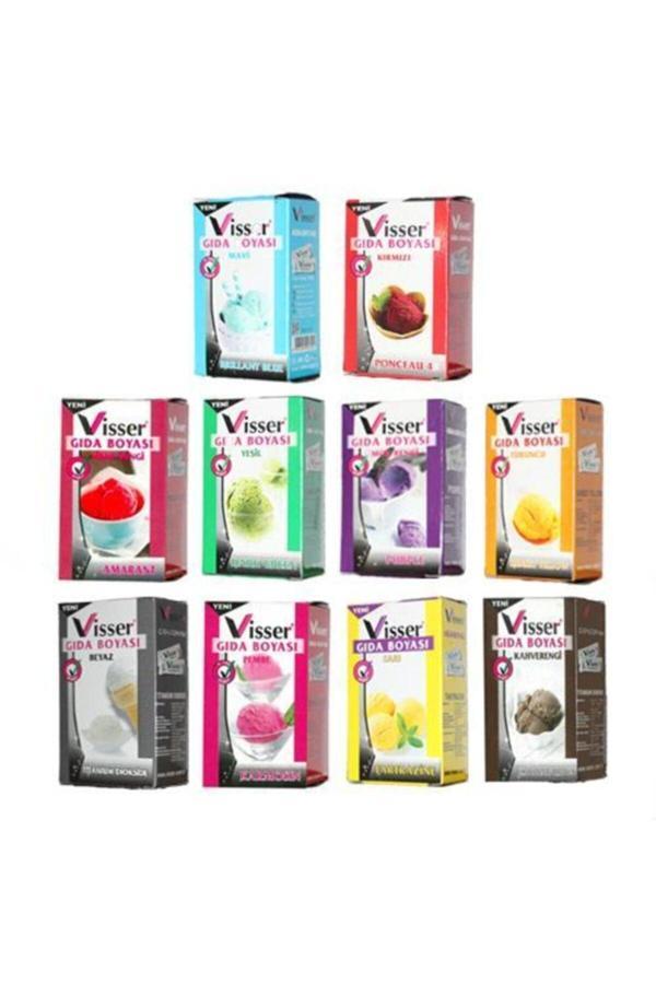 Hobialem Visser, Toz Gıda Boyası, 10 Renk, Pasta Boyası, 9 Gr Hamur Boyası - Image 1