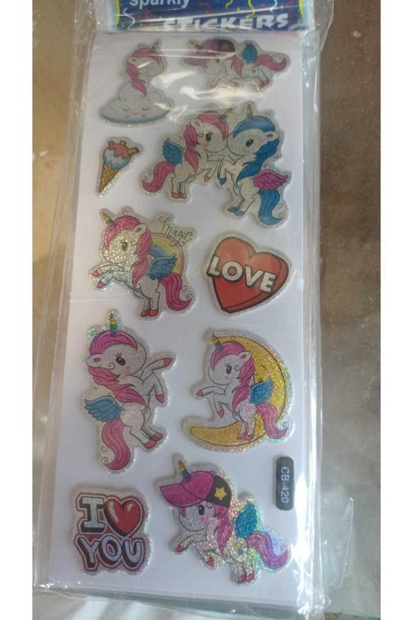 Bade Toys Sparkly Stıckers Unikorn Temalı Kabartma Stıcker 1 Kartela - Image 1