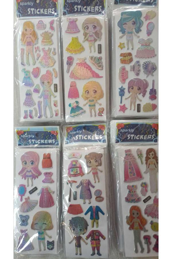 Bade Toys Sparkly Stıckers Kız Giydirme Temalı Kabartma Stıcker 6 Kartela - Image 1