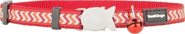 Reddingo Reflektörlü Ziggy Desenli Kırmızı Kedi Boyun Tasması 12mm / 20-32 cm - Image 1