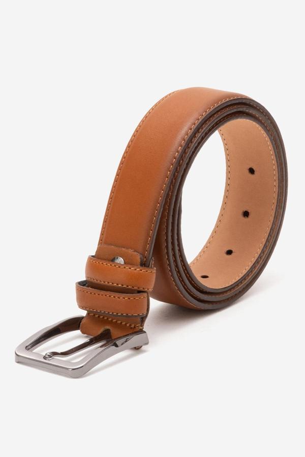 DERİCLUB Hakiki Deri 3.5cm Erkek Takım Elbise Dikişli Klasik Kemer 518 TABA - Image 1