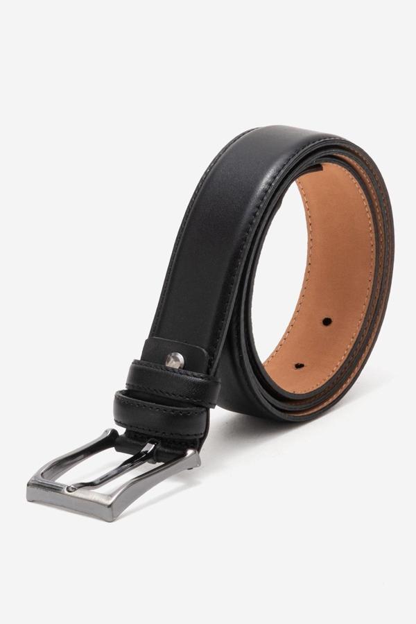 DERİCLUB Hakiki Deri 3.5cm Erkek Takım Elbise Dikişli Klasik Kemer 518 SİYAH - Image 1