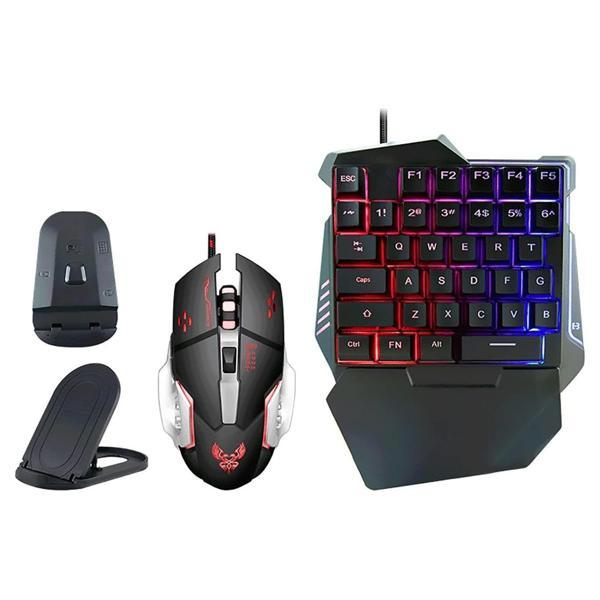 G508 Mobil Oyun Kablolu Klavye Mouse Kombo Paket Seti PUBG Dönüştürücülü Tek El Kullanım Gaming Oyuncu RGB LED Işıklı - Image 1