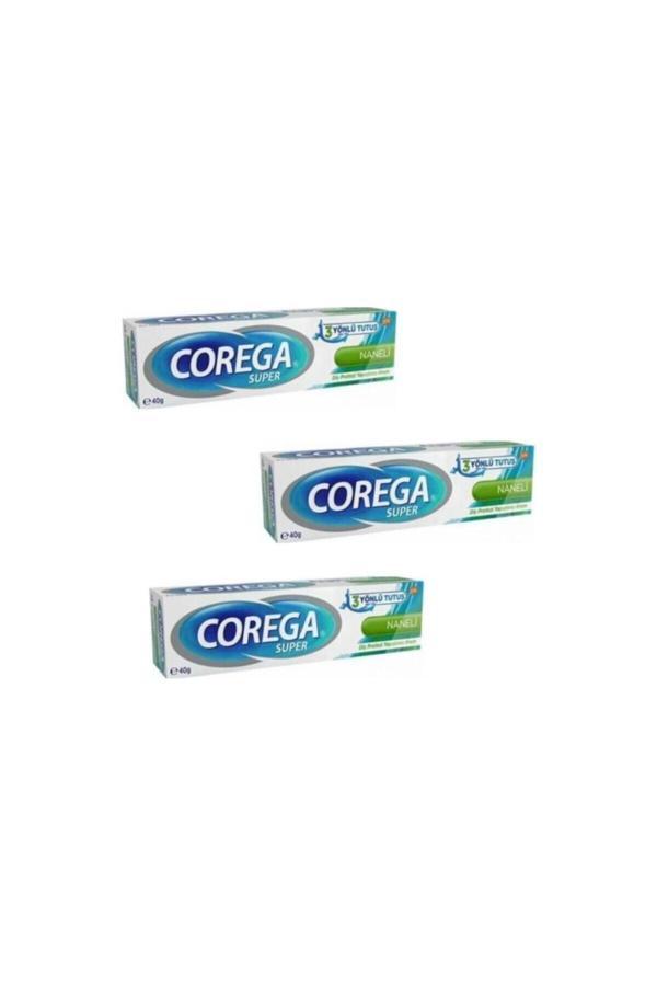 Corega Süper Protez Yapıştırıcı Naneli Krem 40 gr 3 Adet - Image 1
