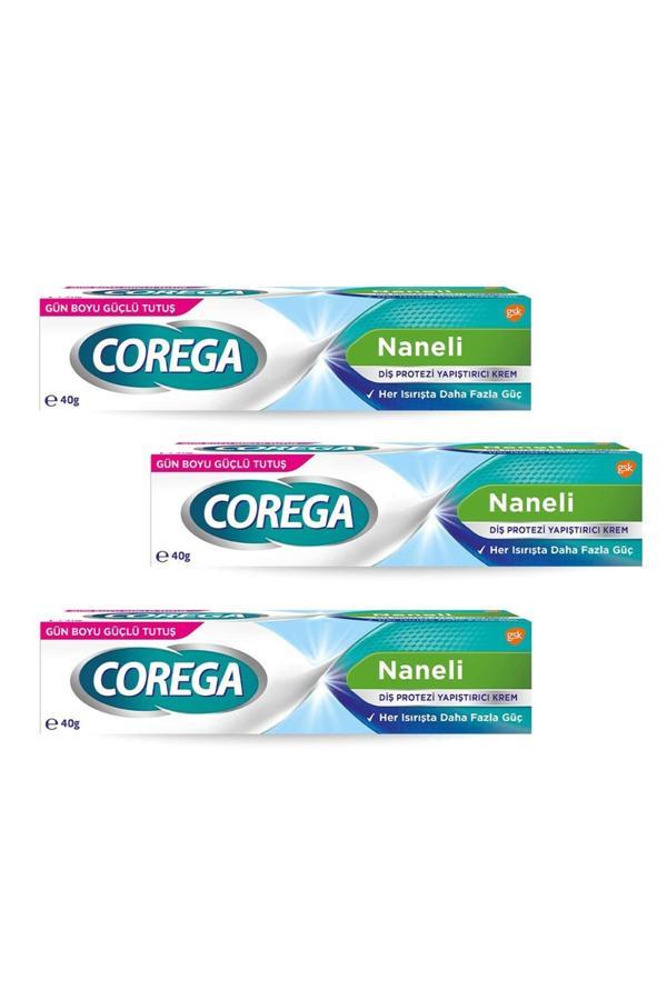 Corega Süper Protez Yapıştırıcı Naneli Krem 40 gr 3 Adet - Image 1