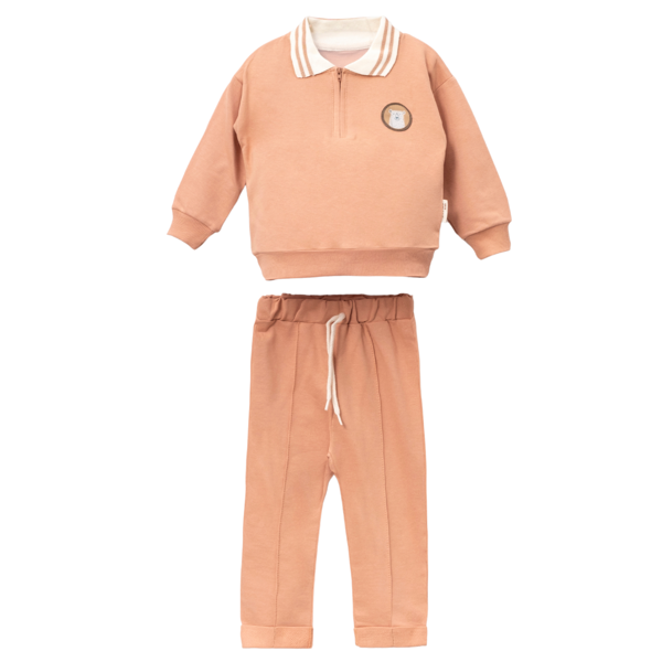 Fermuarlı Polo Yaka Bebek Takımı – Sweatshirt & Jogger Alt - Image 1