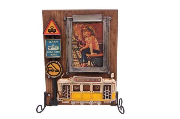 Dekoratif Metal Çerçeve Tramvay Dekorlu Vintage Hediyelik - Image 1