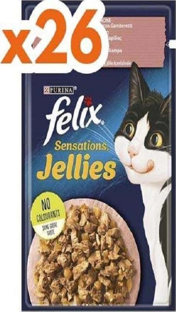 Purina Pouch Sensations Jellies Somon Ve Karidesli Yaş Kedi Maması 85 Gr X 26 Adet - Image 1