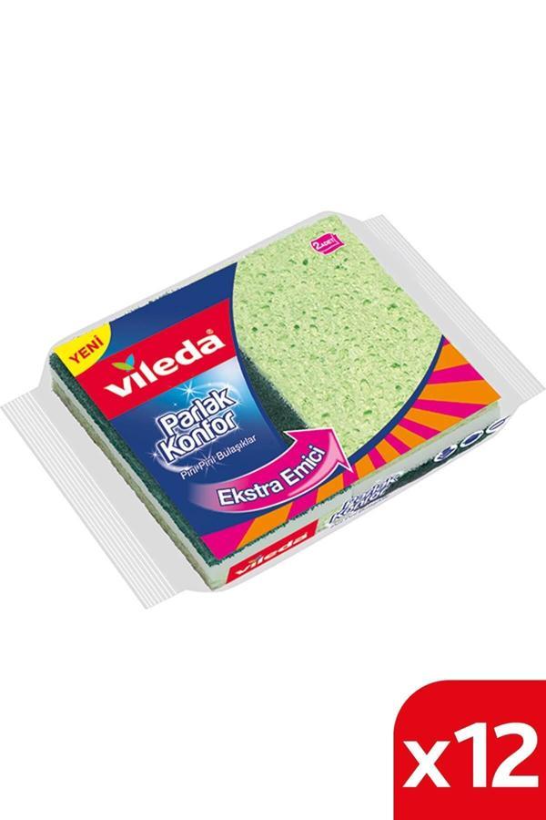 12 Paket 2 Li Parlak Konfor Düz Bulaşık Süngeri - Image 1