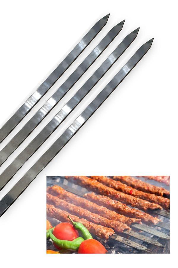 Pratikoutdoor Paslanmaz Çelikten (Krom) 3Mm Adana Kebab Şiş 2.5Cmx60Cm (4 Adet) - Image 1