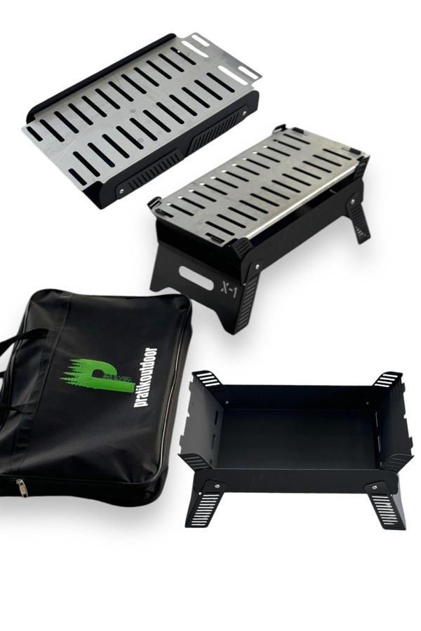 Pratikoutdoor Paslanmaz Izgaralı Portatif Katlanır Mangal 47X25Cm Model X1 - Image 1