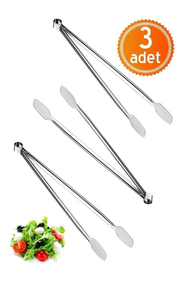 Pratikoutdoor Paslanmaz Çelikten (Krom) Et Mangal Izgara Maşası 34Cm - 3 Adet - Image 1