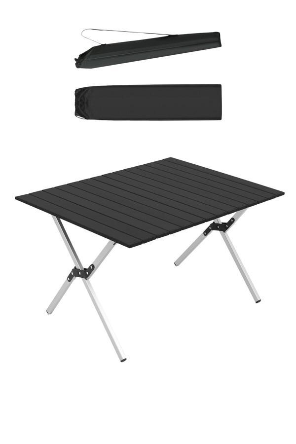 Pratikoutdoor Katlanabilir Alüminyum Kamp Ve Piknik Masası, Omuz Askılı Taşıma Çantasıyla L , Siyah - Image 1