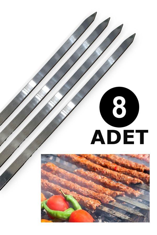 Pratikoutdoor Paslanmaz Çelikten (Krom) 3Mm Adana Kebab Şiş 2.5Cmx60Cm (8 Adet) - Image 1