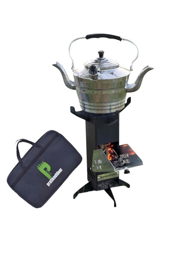 Pratikoutdoor Roket Soba, Rocket Stove, Kamp Ocağı, Odunlu Kamp Sobası Çantalı - Image 1